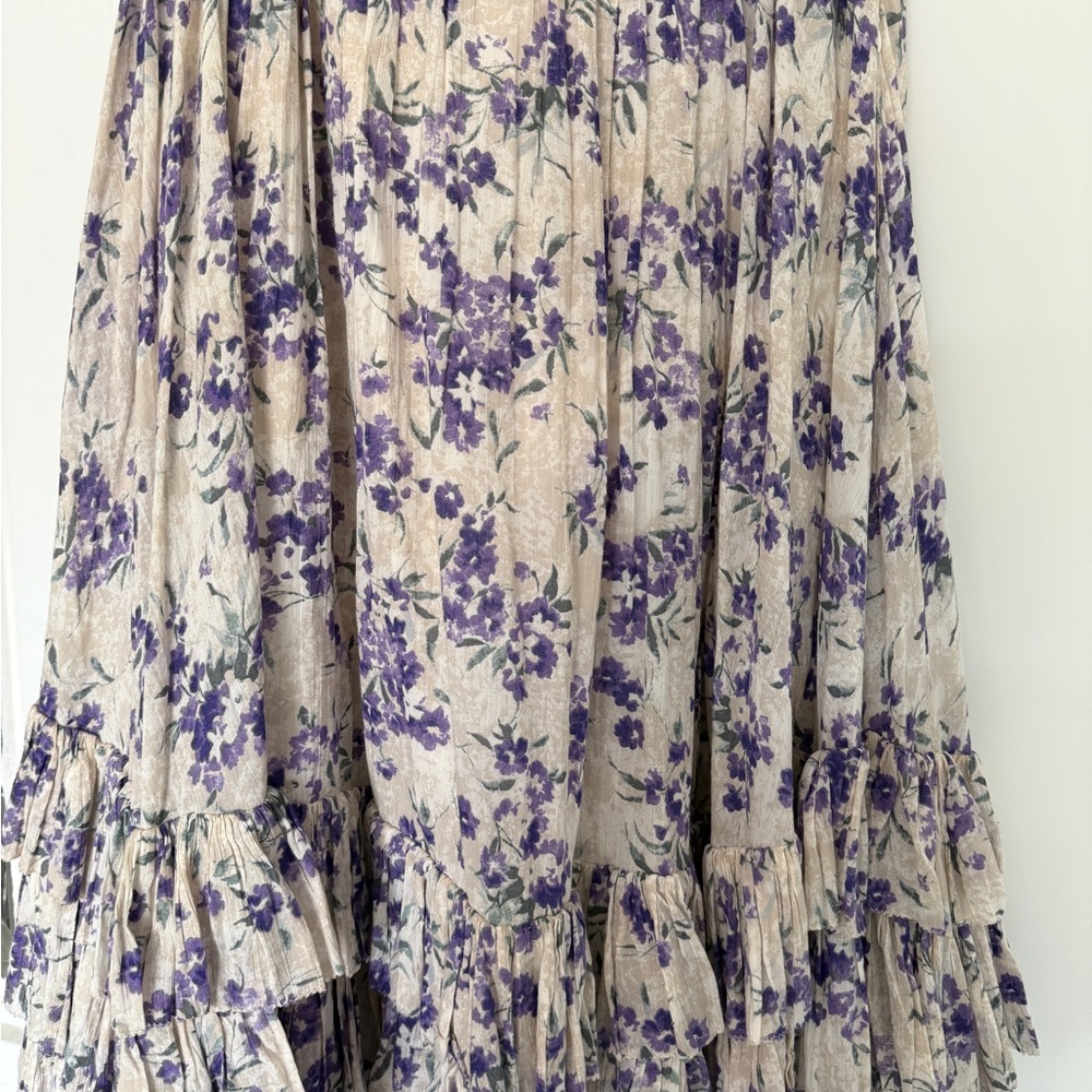 Polo Ralph Lauren Purple and Cream Floral A-Line Skirt - Picture 3 of 9